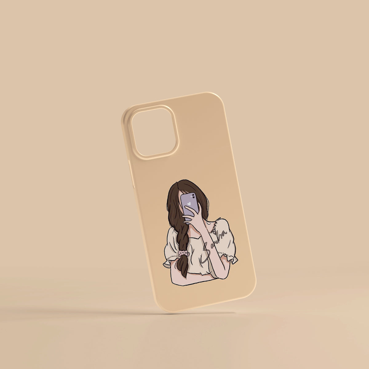 AA019 - Girl Holding Mobile - Aesthetic Girl Mobile Case